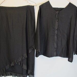David Didart black 2-piece linen skirt and top   XL